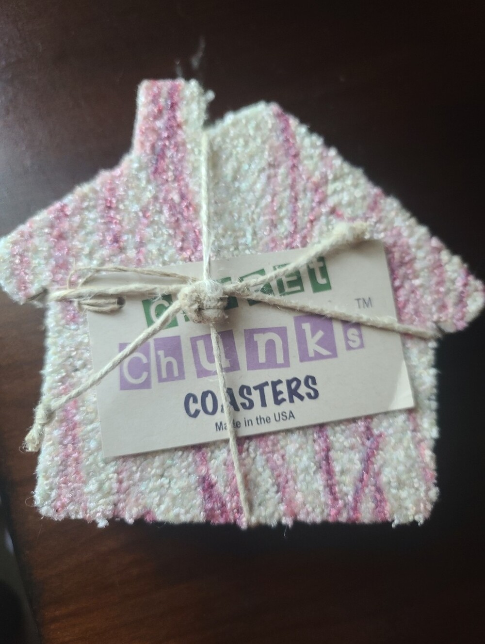 Chunks Pink & White Textured  Coaster Set